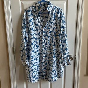 Frank & Eileen Mary linen dress-blue and white, size Large